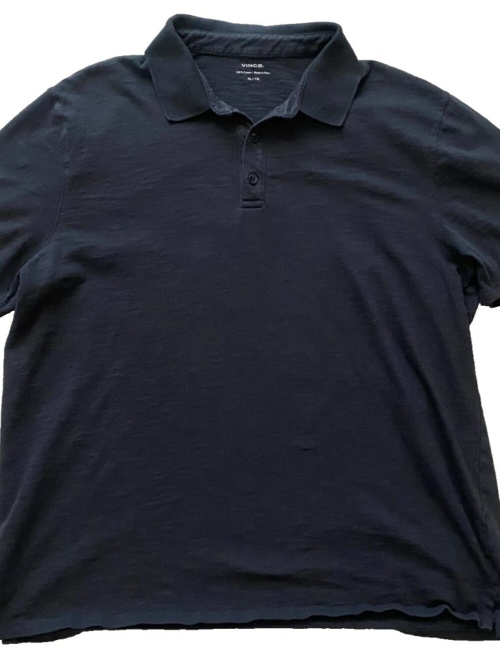 VINCE. Slub Polo Shirt Black 100% Cotton